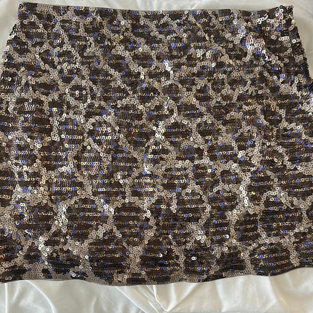 Express Brown Sequin Mini Skirt Cocktail